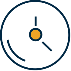 An icon of a clock in a circle with a yellow center.