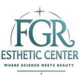 Logo for FGR Esthetic Center. Teal text with