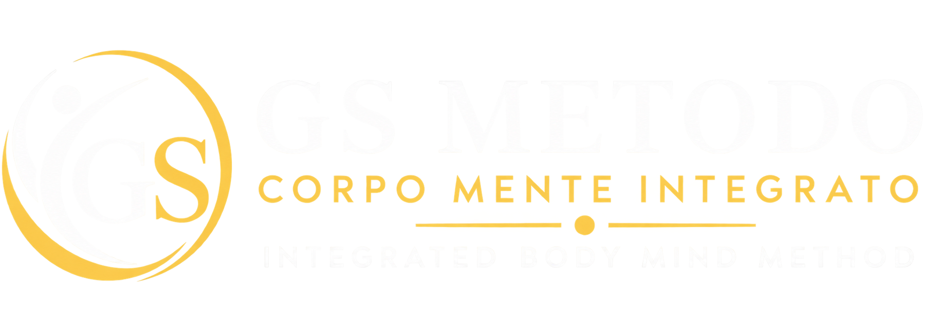 Logo di GS Metodo con testo color oro e blu navy e monogramma circolare su sfondo bianco