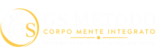 Logo di GS Metodo con testo color oro e blu navy e monogramma circolare su sfondo bianco
