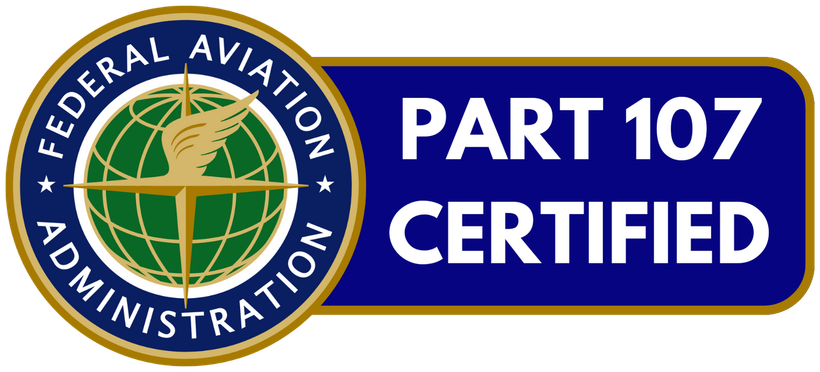 The logo for federal aviation administration part 107 certified