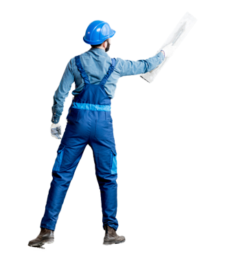 A Man in Overalls and a Hard Hat is Holding a Piece of Paper — Poljak Plasterers in Rosslea, QLD