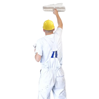 A Man Wearing a Yellow Hard Hat is Plastering a Wall — Poljak Plasterers in Castle Hill, QLD