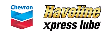 Chevron logo next to Havoline xpress lube logo.
