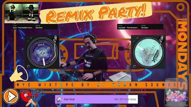 A man is playing music at a remix party on monday