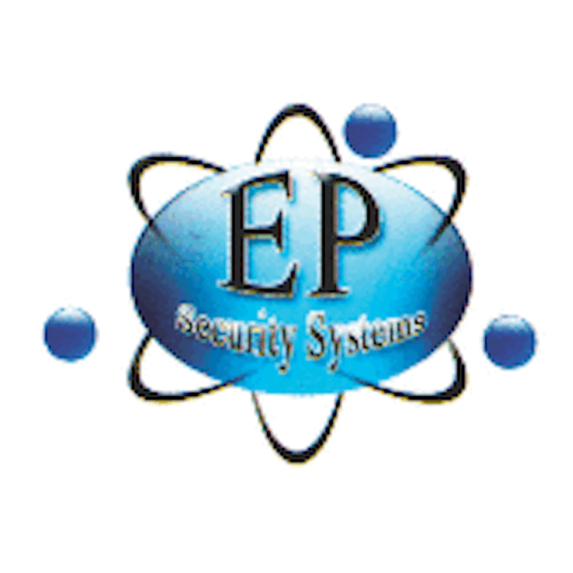 The logo for ep security systems is a blue oval