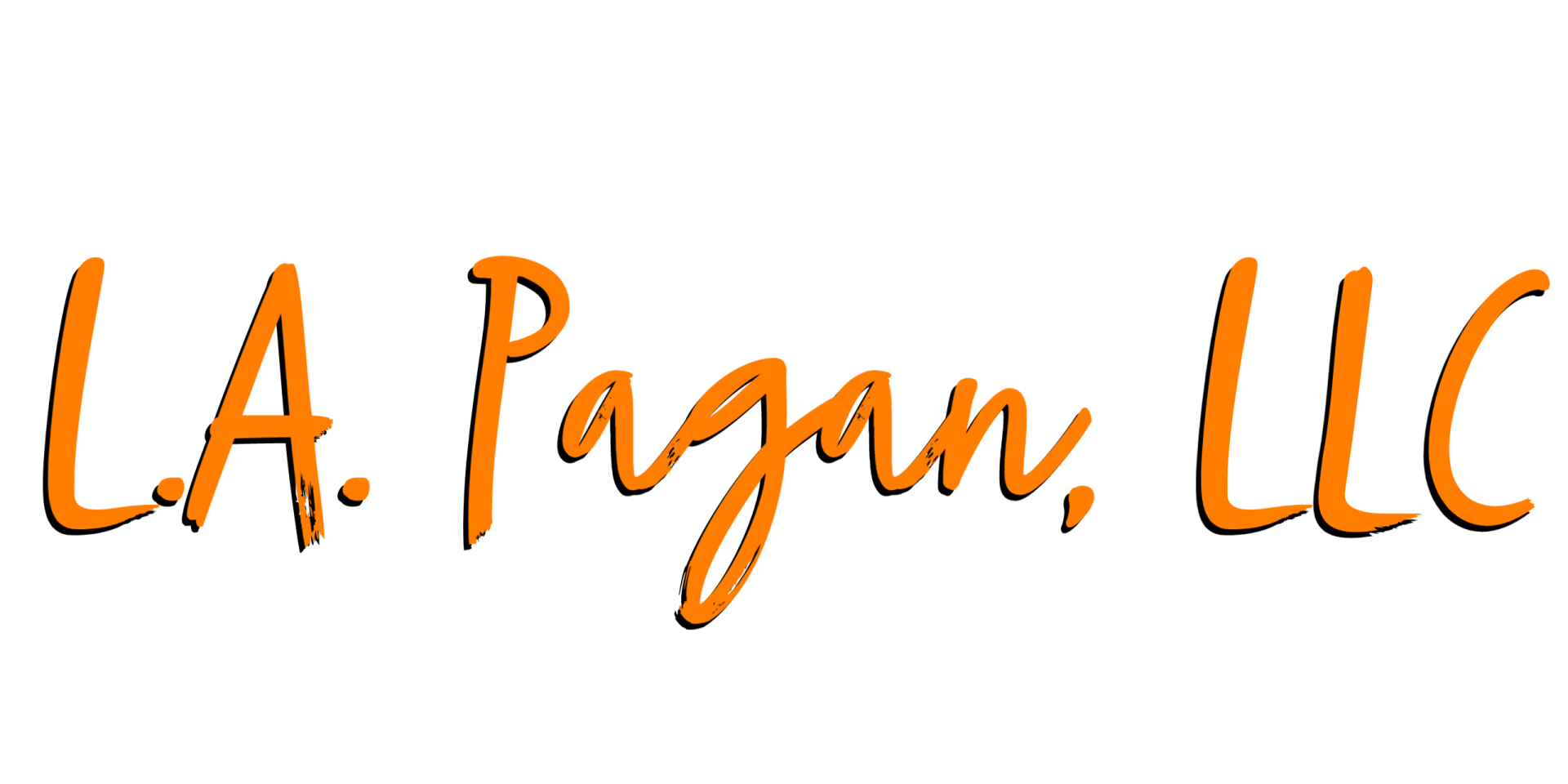 Orange handwritten-style logo reading “L.A. Pagan, LLC” on a white background