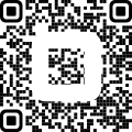 Black-and-white QR code with a small square logo in the center