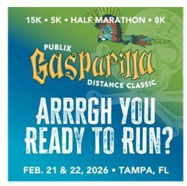 Publix Gasparilla Distance Classic race announcement: Tampa, FL, Feb. 21-22, 2026. Includes 15K, 5K, half marathon & 8K races. Publix Gasparilla Distance Classic race announcement: Tampa, FL, Feb. 21-22, 2026. Includes 15K, 5K, half marathon & 8K races.