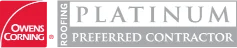 The logo for owens corning is a platinum preferred contractor