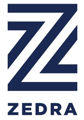 Blue stylized “Z” logo with the word “ZEDRA” underneath