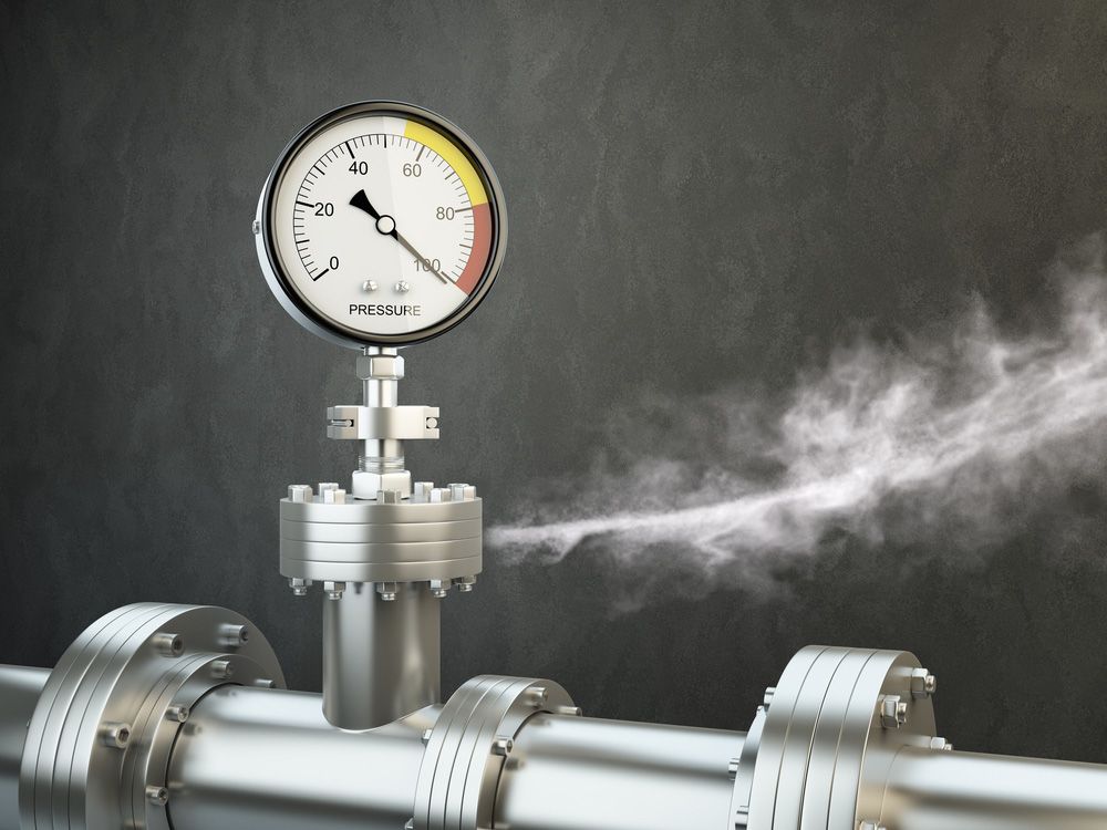 Pressure Gauge on Metallic Pipe With Escaping Steam — Expert Plumbing & Solar Services Bathurst in Kelso, NSW