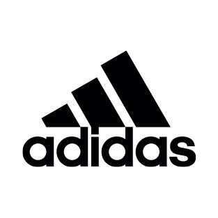 Black Adidas logo with three stripes and wordmark on a white background