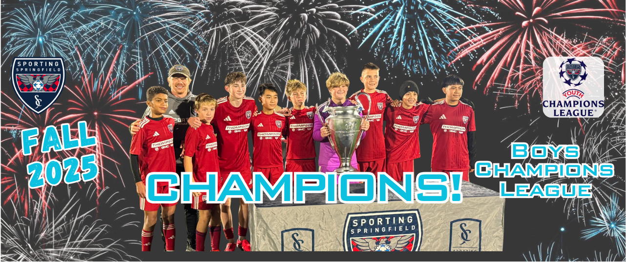 Soccer team in red uniforms poses with 