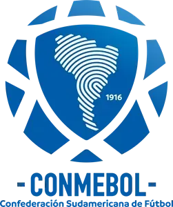 CONMEBOL logo in blue with a white fingerprint and “1916” above “CONMEBOL” text