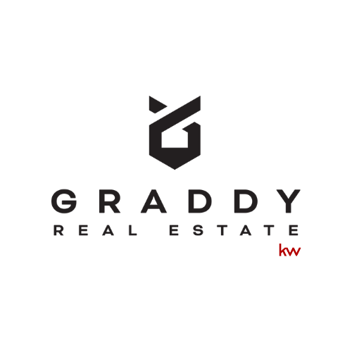 GRADDY Real Estate logo in black with a red “kw” on a white background