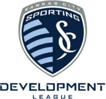 Kansas City Sporting Development League shield logo in navy, gray, and white