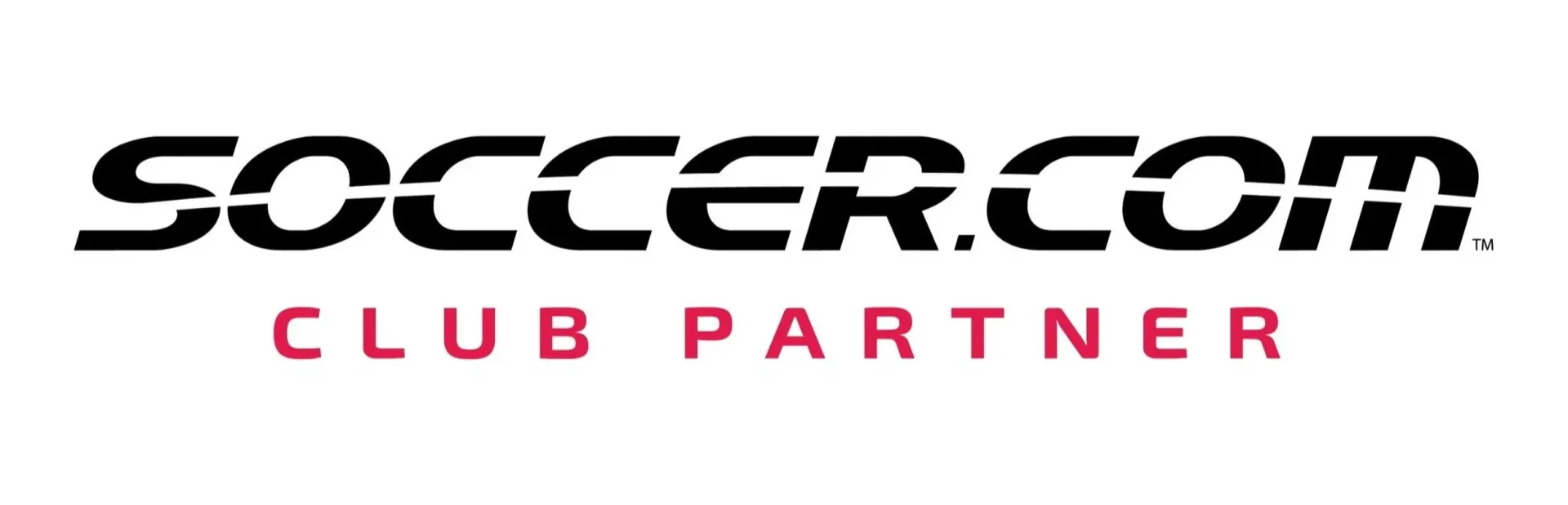 Soccer.com logo with pink “Club Partner” text on a white background