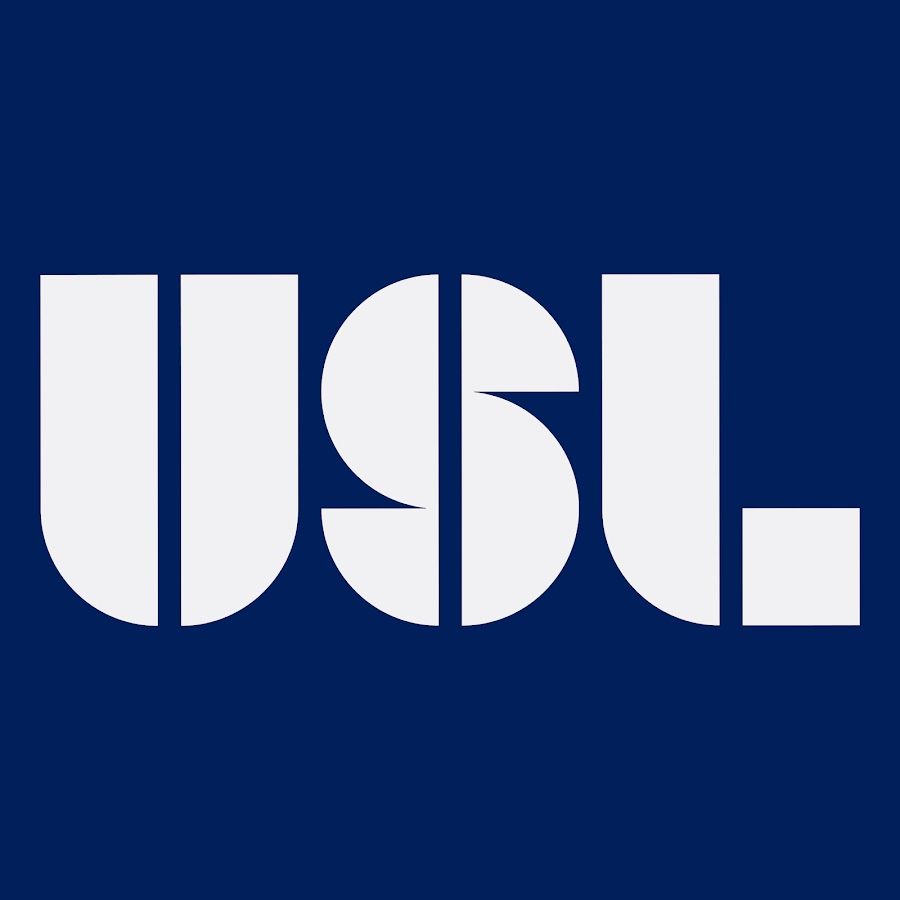 White USL logo on a dark blue background.