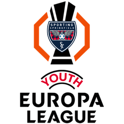 Sporting Springfield Youth Europa League logo with black, orange, red, and white shield emblem