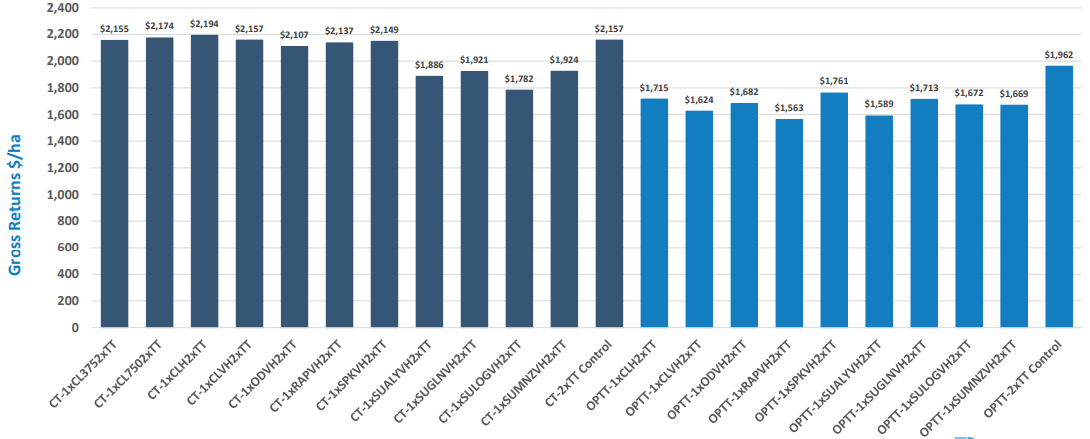 Bar chart with navy and blue bars comparing many categories, with values labeled above each bar