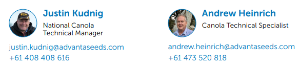 Headshots of Justin Kudnik and Andrew Heinrich with names, titles, emails, and phone numbers shown side by side.