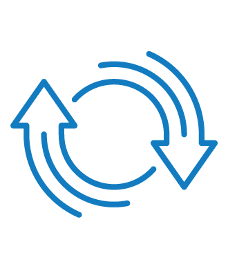 Blue circular arrows icon indicating refresh or sync