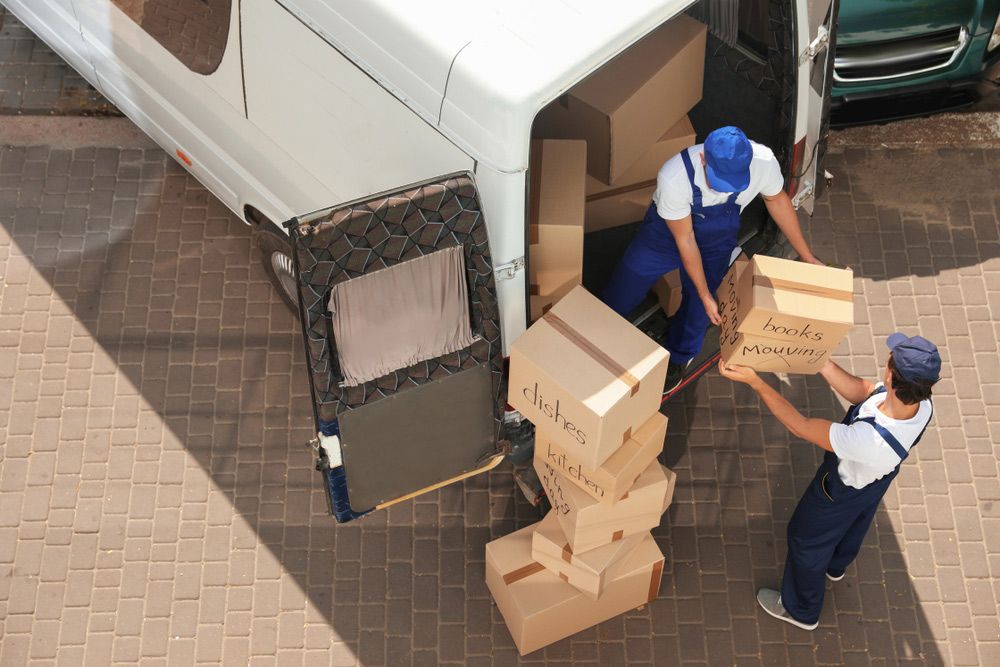 Two Movers Carrying Moving Boxes