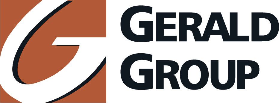 Gerald Group logo: stylized white “G” on brown square beside black company name on white background