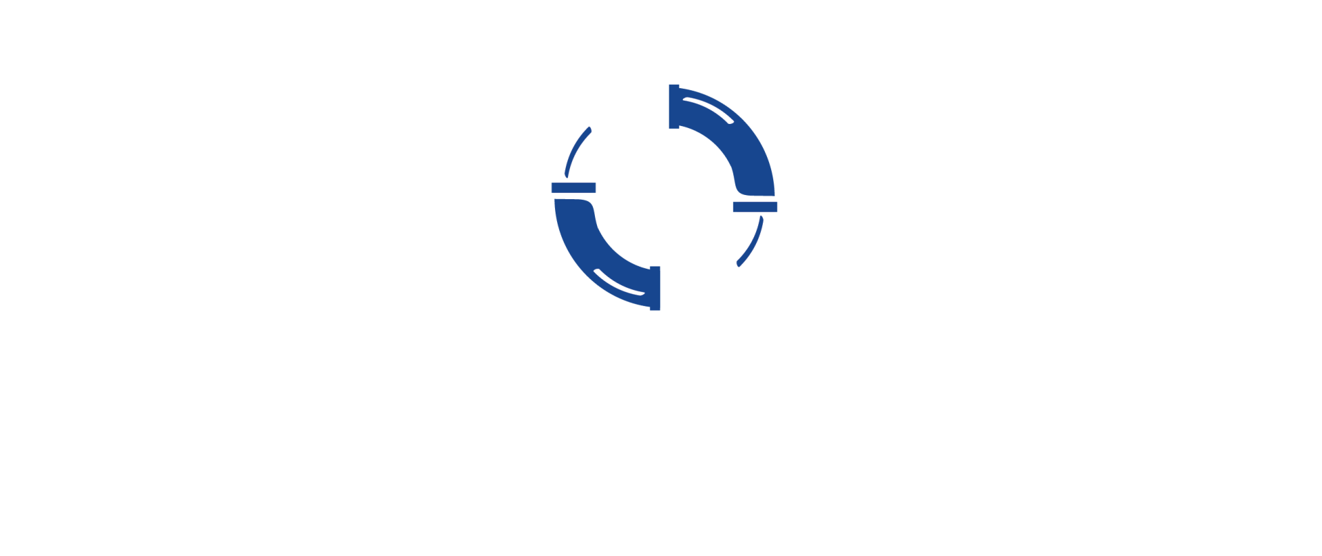 A blue circle with two arrows pointing in opposite directions on a white background.