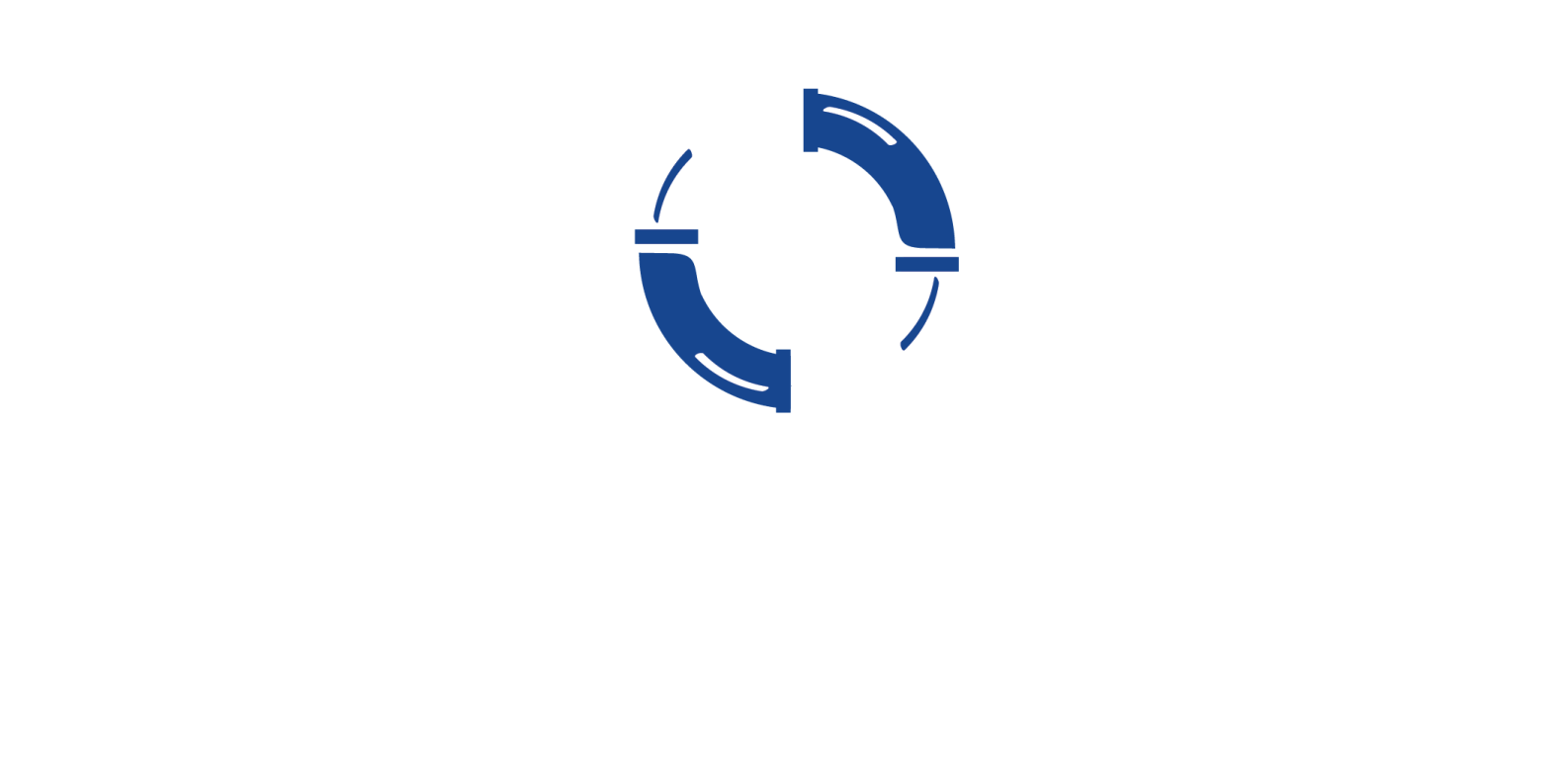 A blue circle with two arrows in it on a white background.