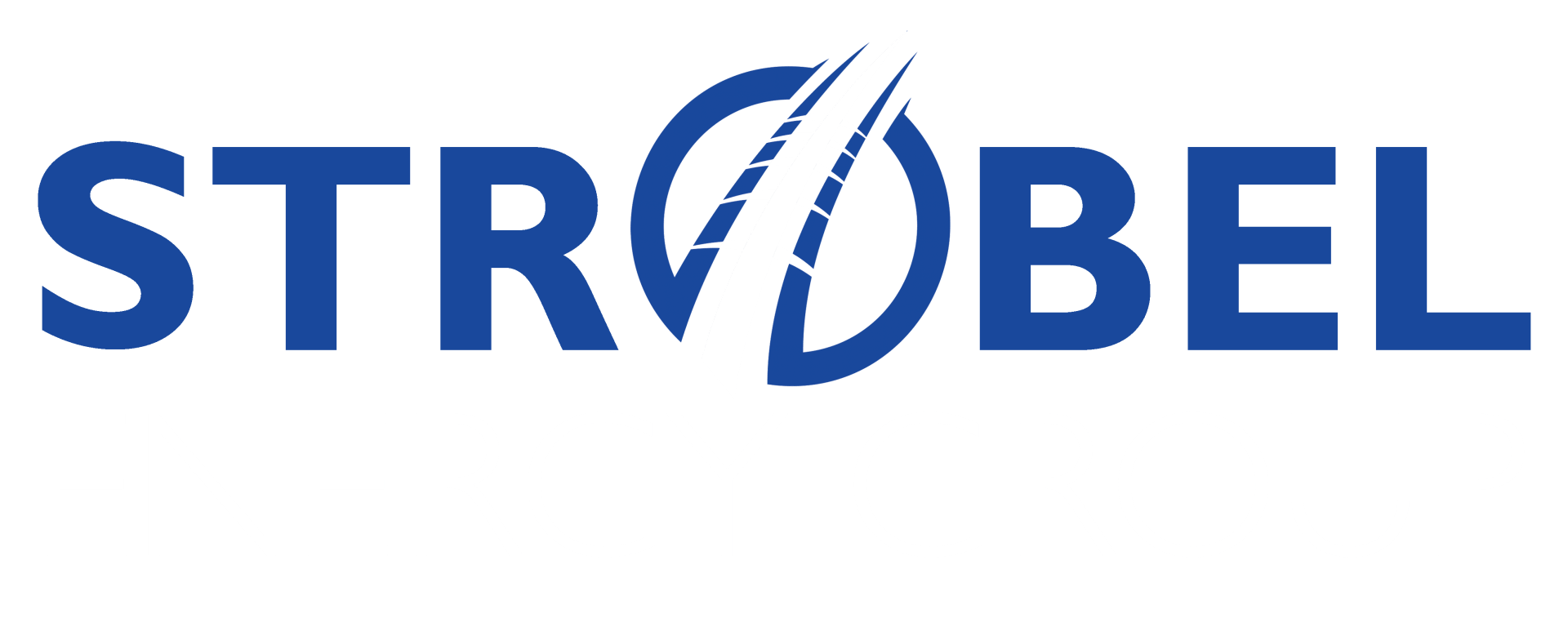 The strobel logo is blue and white on a white background.
