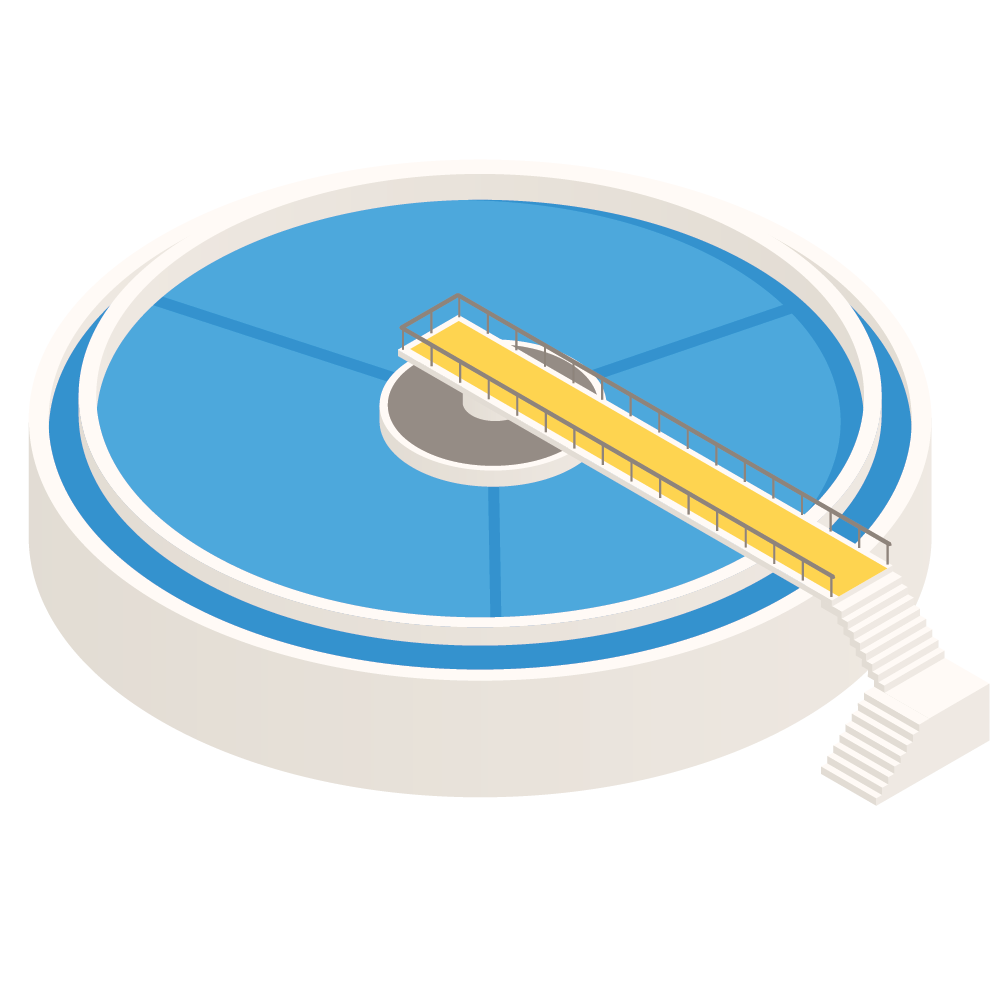 Isometric blue circular platform with a yellow walkway and white stairway[0m