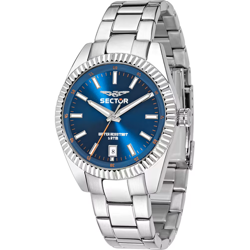 Orologio da polso Silver Sector con quadrante blu e cinturino in acciaio inossidabile