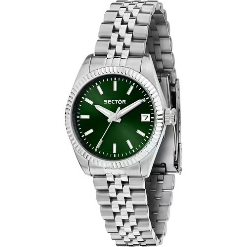 Orologio da polso Silver Sector con quadrante verde e cinturino in maglia metallica