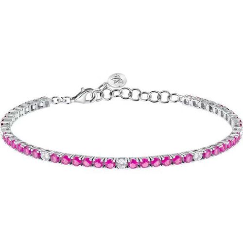 Bracciale d’argento con pietre rosa disposte in cerchio