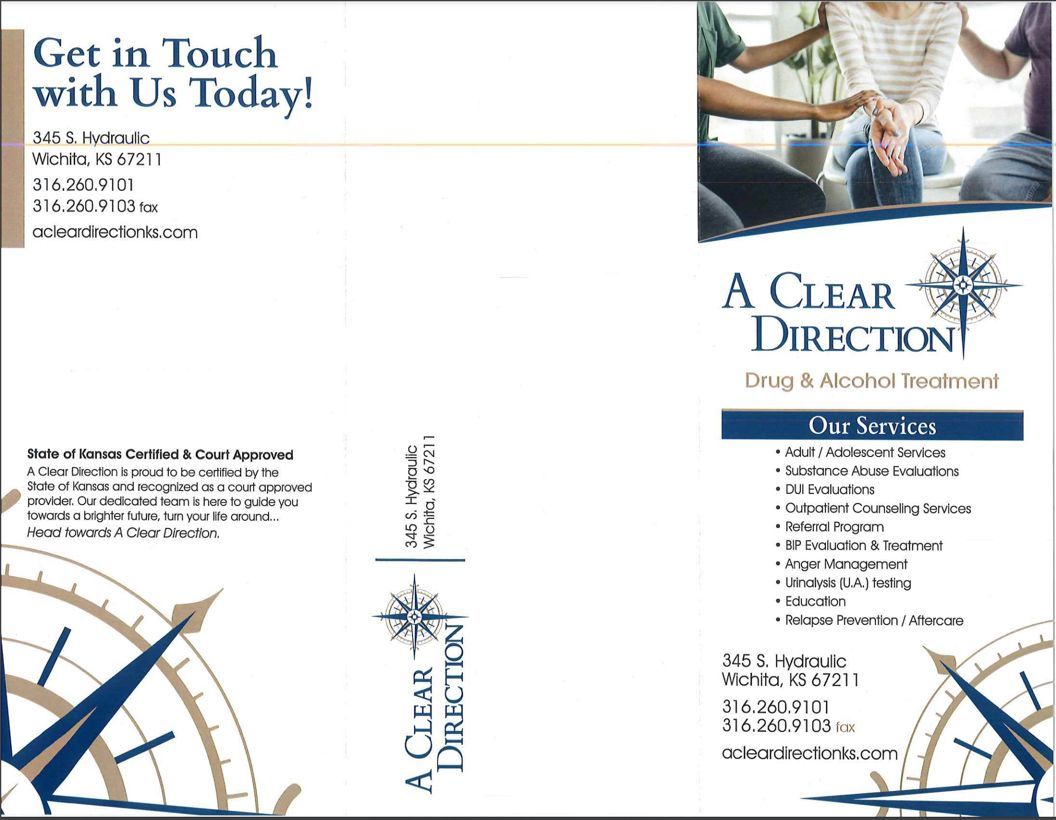 A brochure for a clear direction drug and alcohol treatment