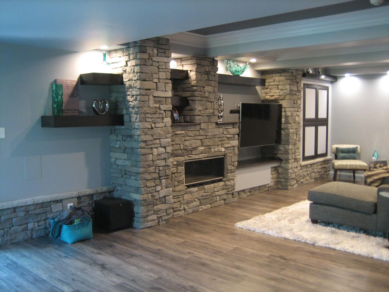 Living Area With Bricks Wall