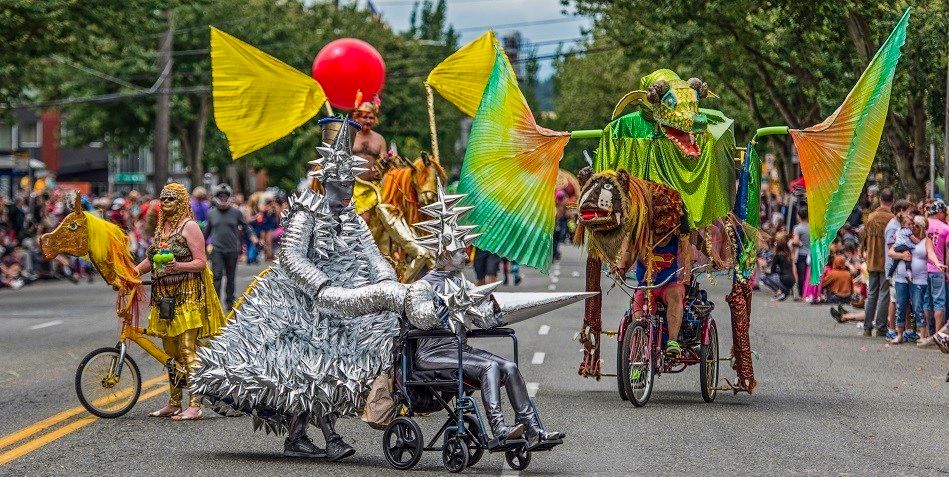 Seattle Neighborhood Fremont During the Annual Solstice Parade