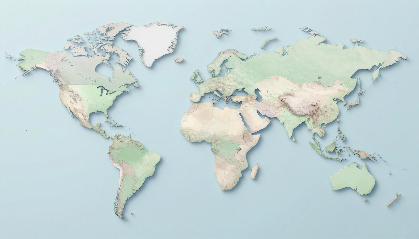 Global map representing international funeral shipping services.