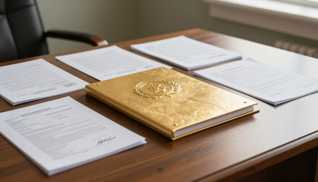 International funeral shipping documentation and embassy seal concept