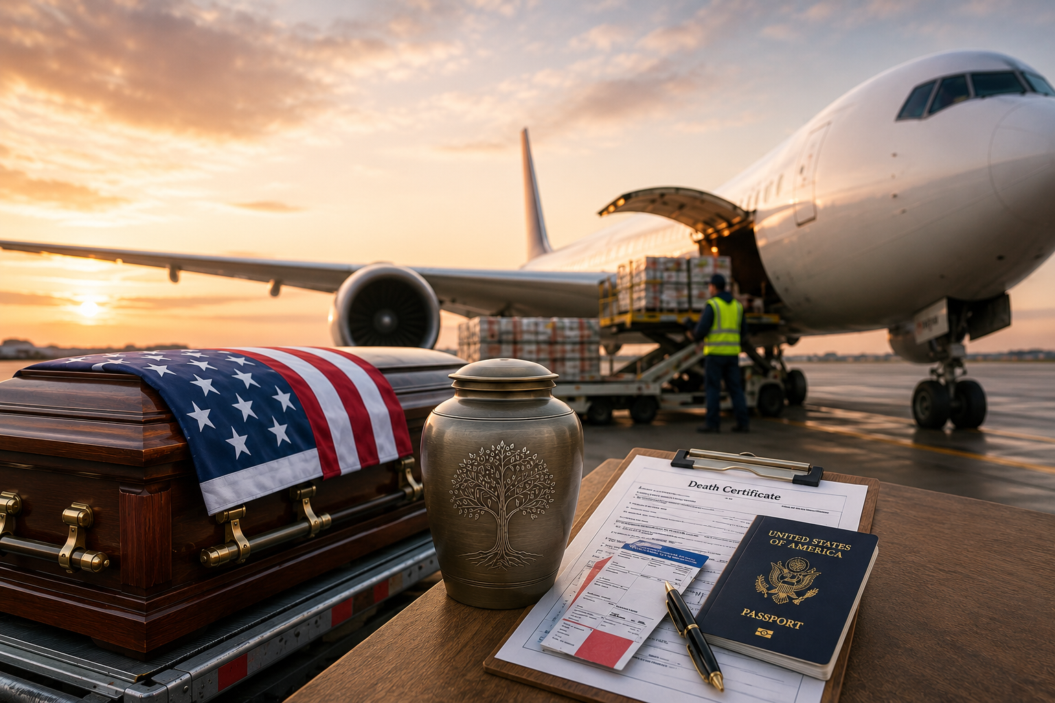 International repatriation and funeral shipping cost concept