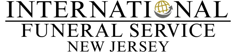 International Funeral Service New Jersey logo in black text with a gold globe icon