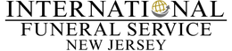 International Funeral Service New Jersey logo in black text with a gold globe icon