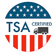 TSA Certified logo with blue stars, red stripes, and a delivery truck icon