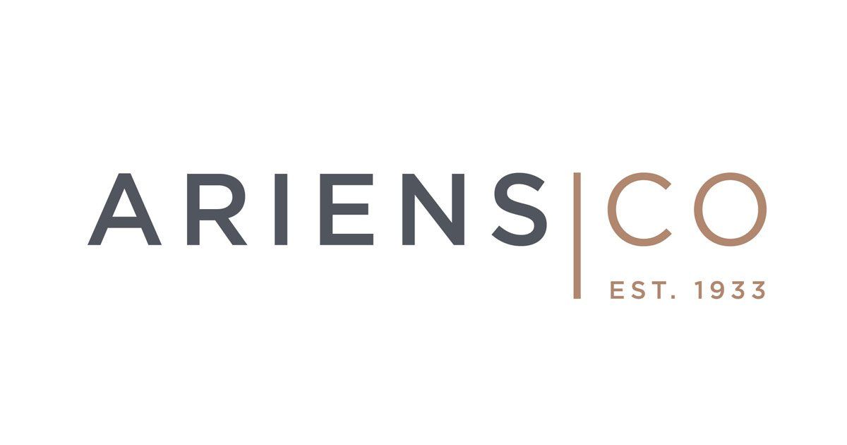 The logo for ariens co is on a white background.