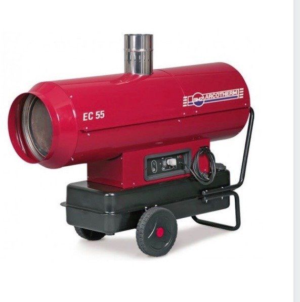 A red heater with the number 55 on it
