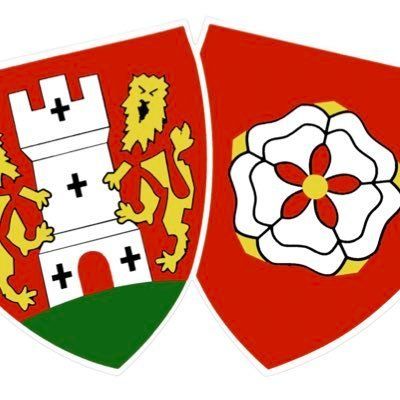 A shield with a lion and a flower on it