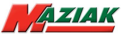 A red and green logo for a company called maziak
