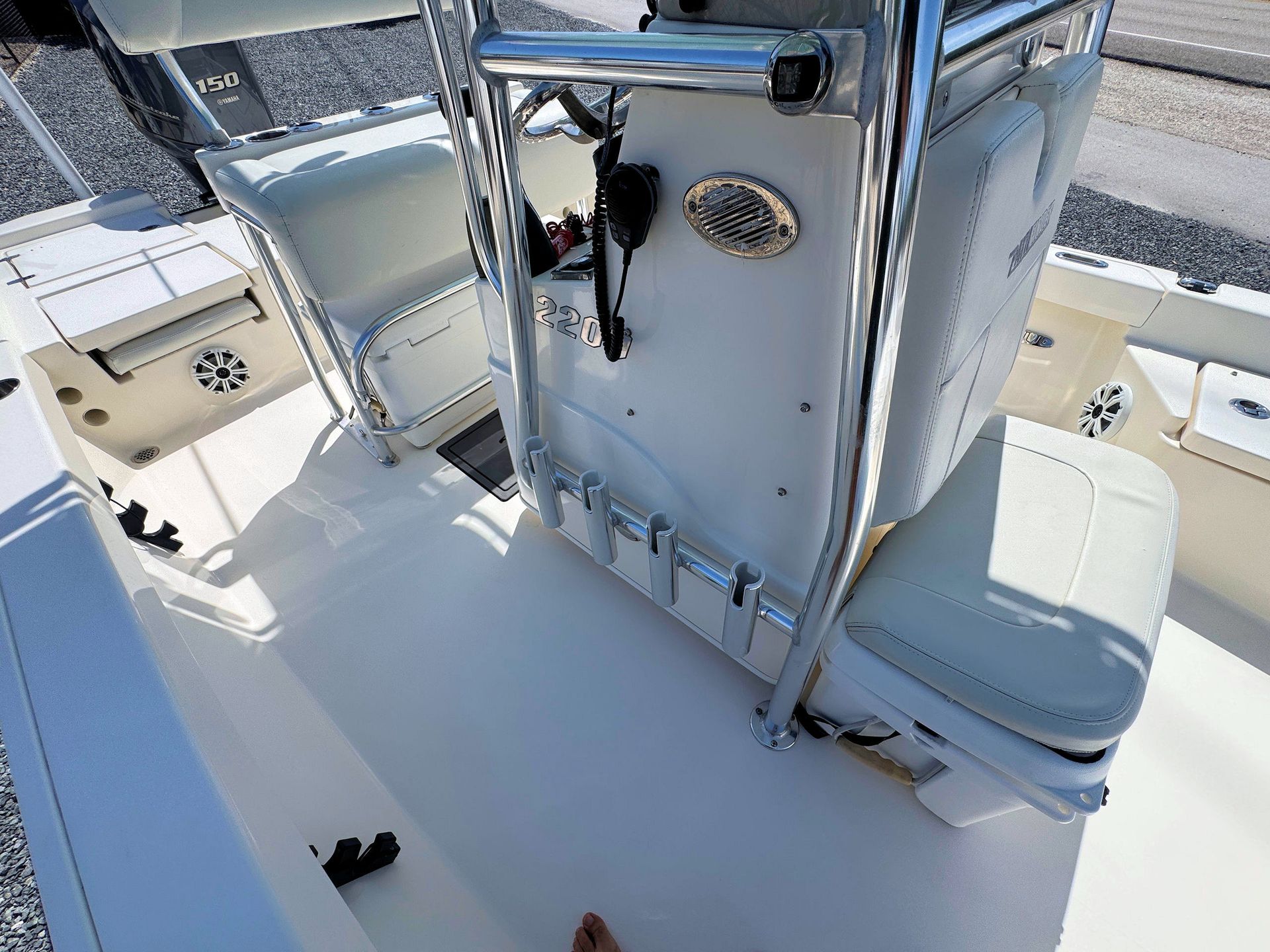 Center-console looking aft towards stern
